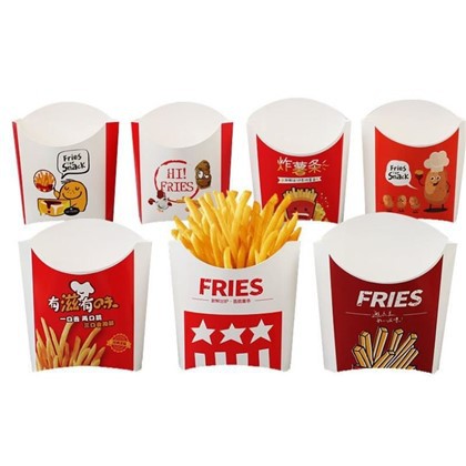 جعبه بسته بندی کاغذ سرخ شده فرانسوی یکبار مصرف جعبه غذای سیب زمینی سرخ شده فرانسوی